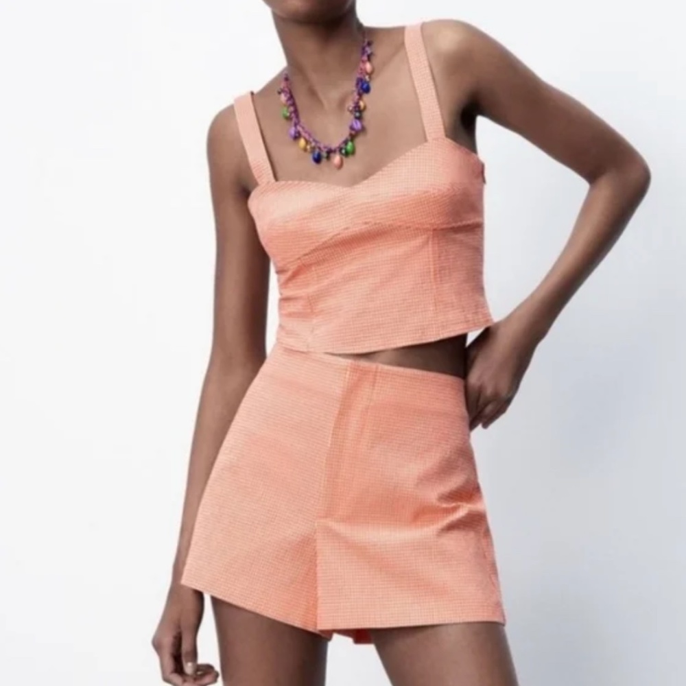 Zara Pink and White Gingham Set (Top)